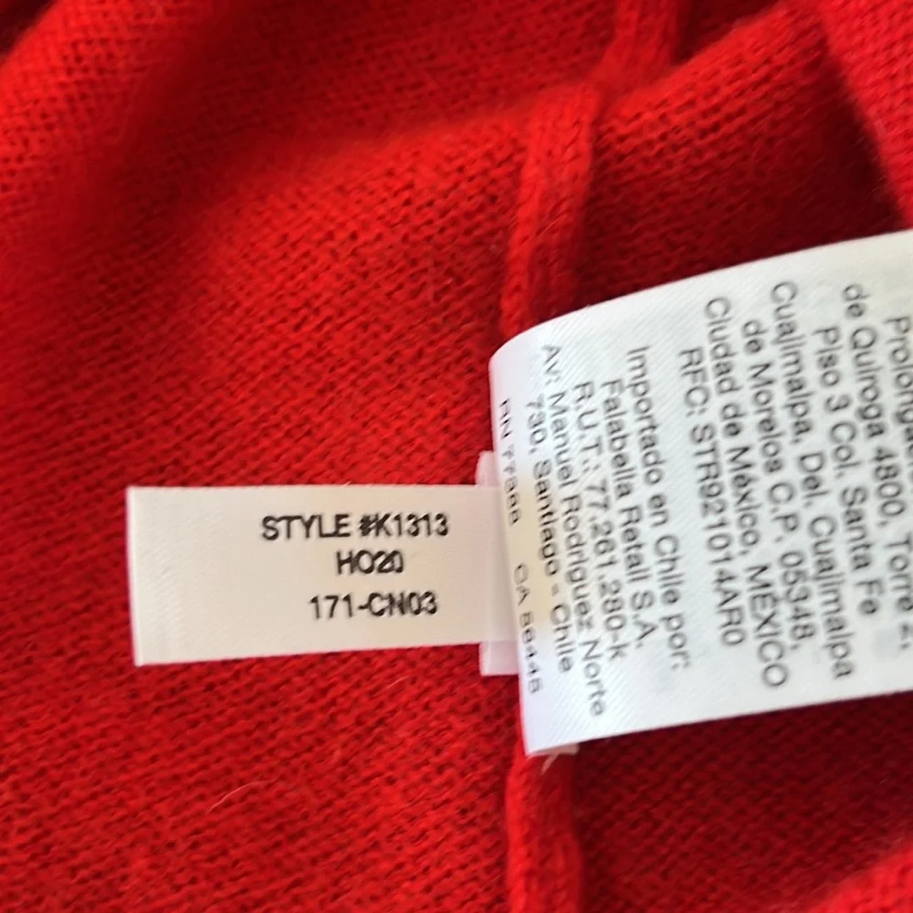 J Crew Red 100% Cashmere Crew Neck sweater XS side slits, long sleeve